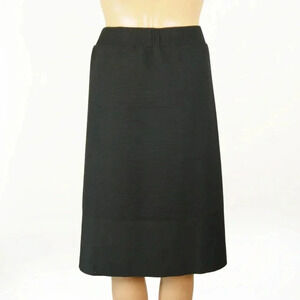 Issey Miyake Black Pleated Stretch Waist Midi Skirt